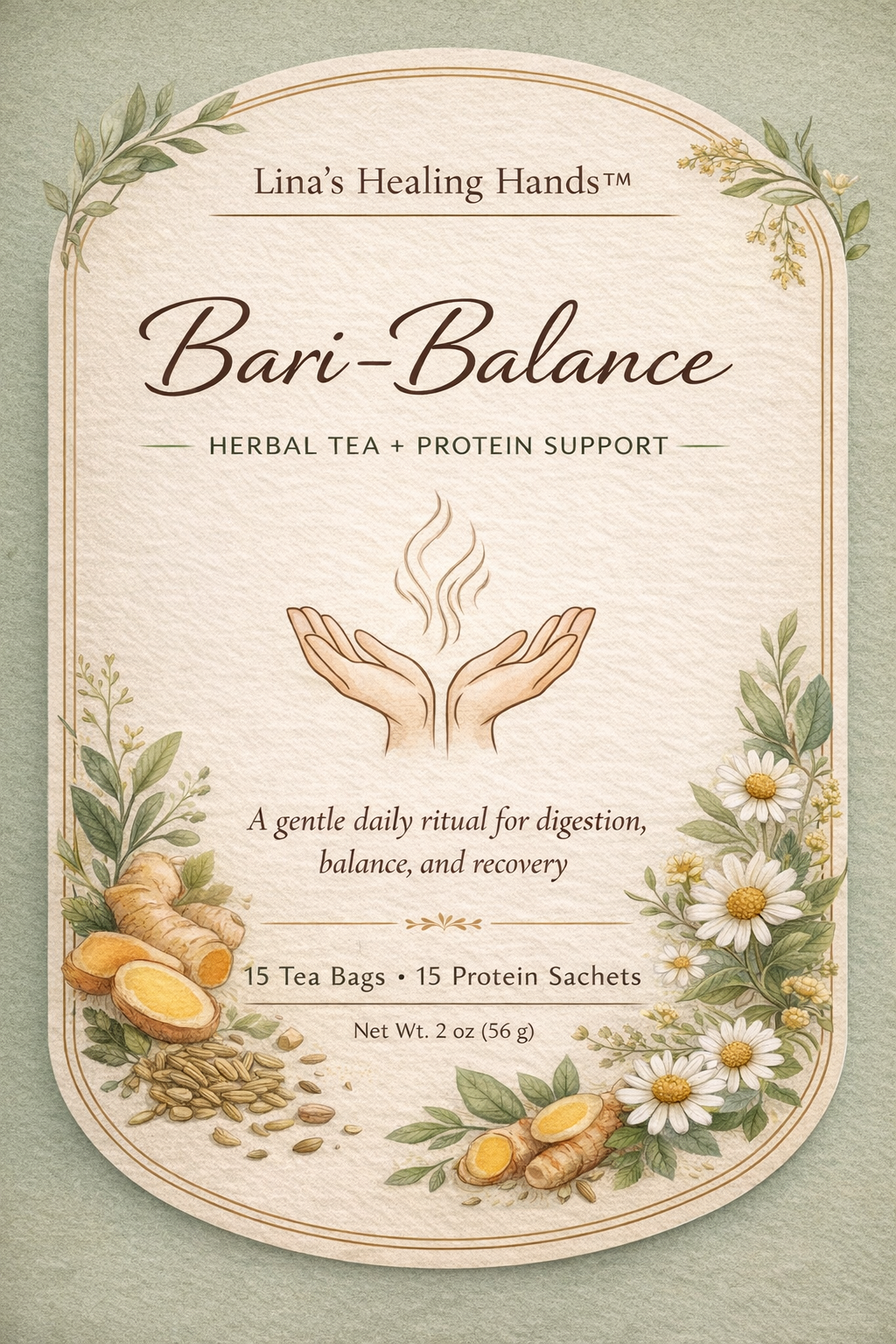 🌿 Bari-Balance Ritual Tea
Herbal Tea with Collagen + Moringa